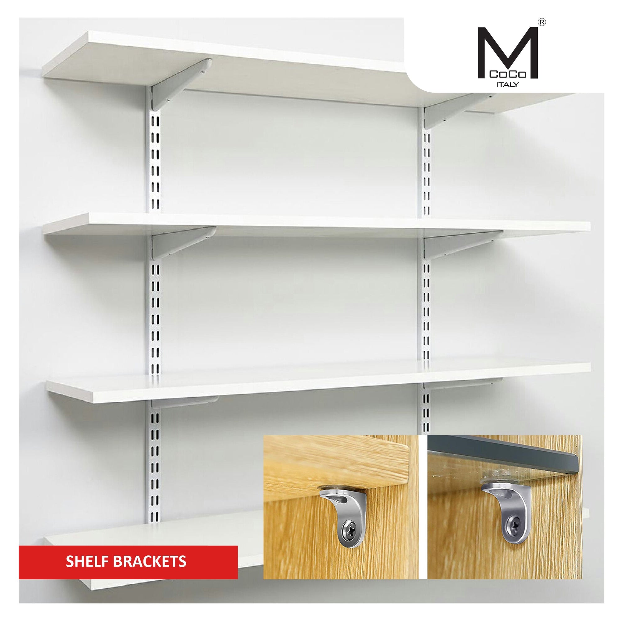 Assorted Mcoco Shelf Brackets - Sturdy and Stylish Supports for Your Shelves