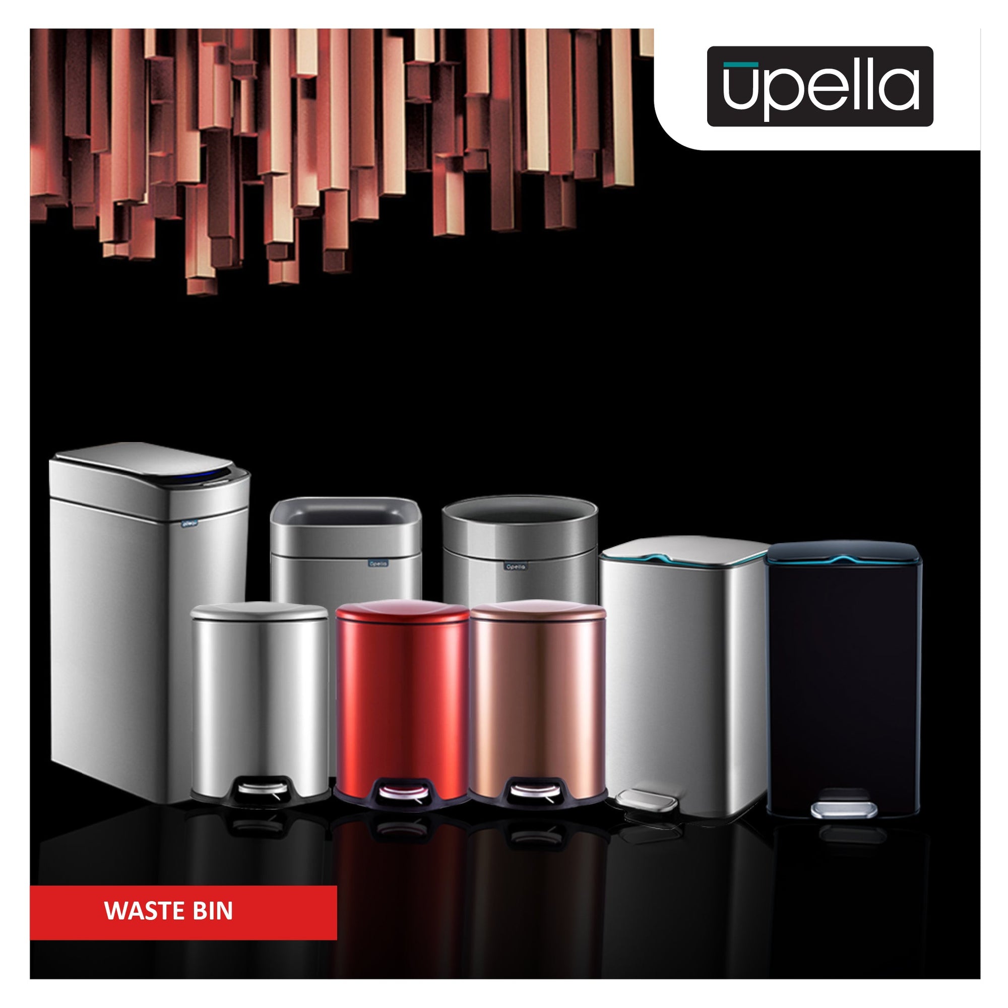 Upella Waste Bins - Image of a modern waste bin with a sleek design and durable construction.
