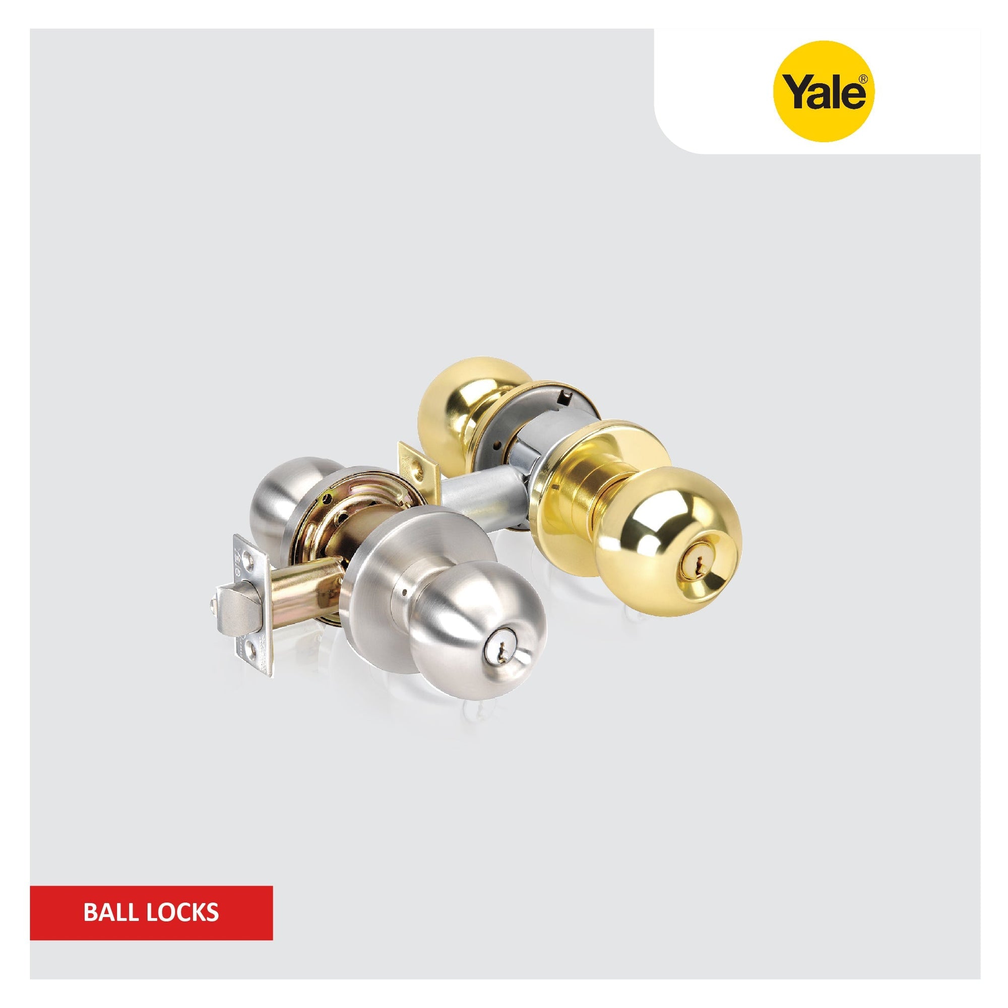 Yale Ball Locks - A close-up image of a Yale ball lock, showcasing its sturdy construction and key-operated mechanism.