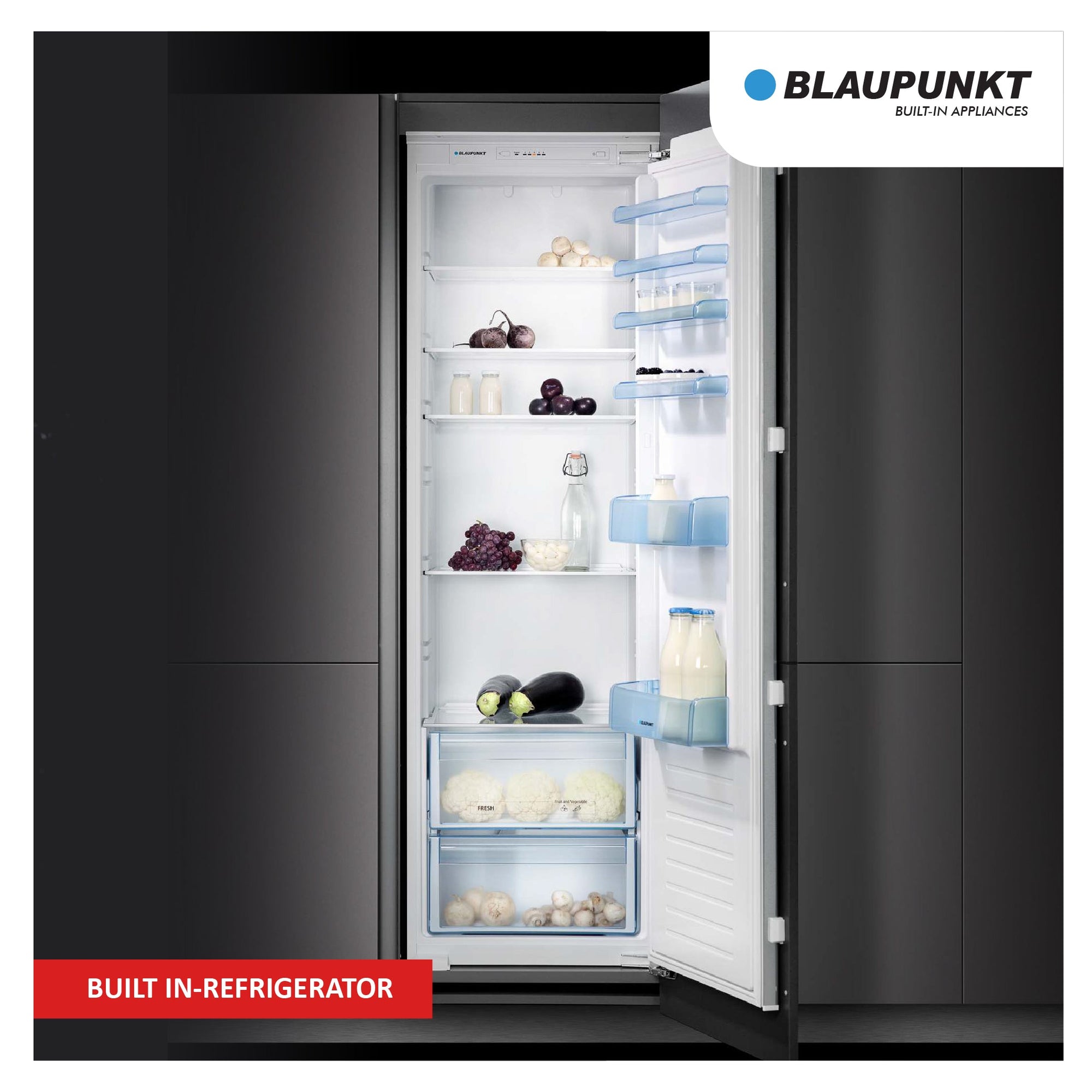 Blaupunkt built-in refrigerators by M. M. Noorbhoy & Co - High-quality seamless integration for efficient kitchen refrigeration.
