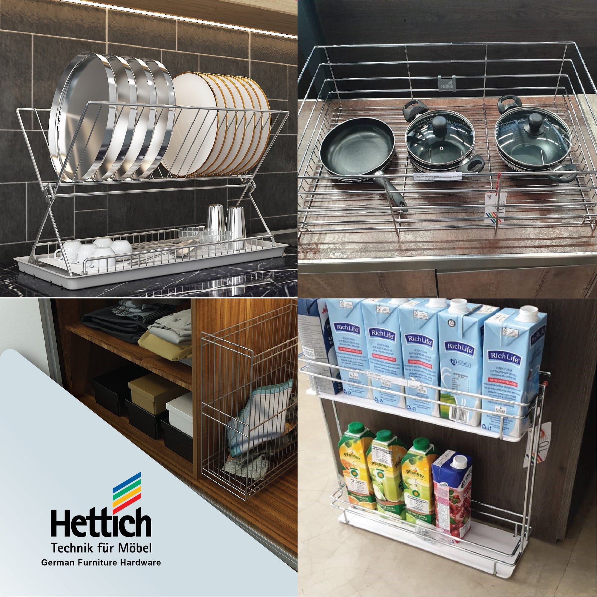Hettich Table Top and Hanging Wire Baskets - Efficient and Stylish Storage Solutions