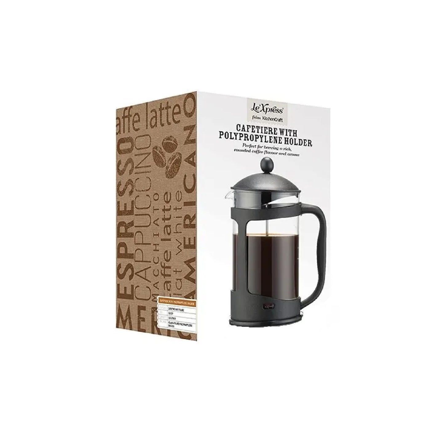 KitchenCraft Glass Cafetiere With Polypropylene Holder 3 Cup - KCLXCAFE3POLY