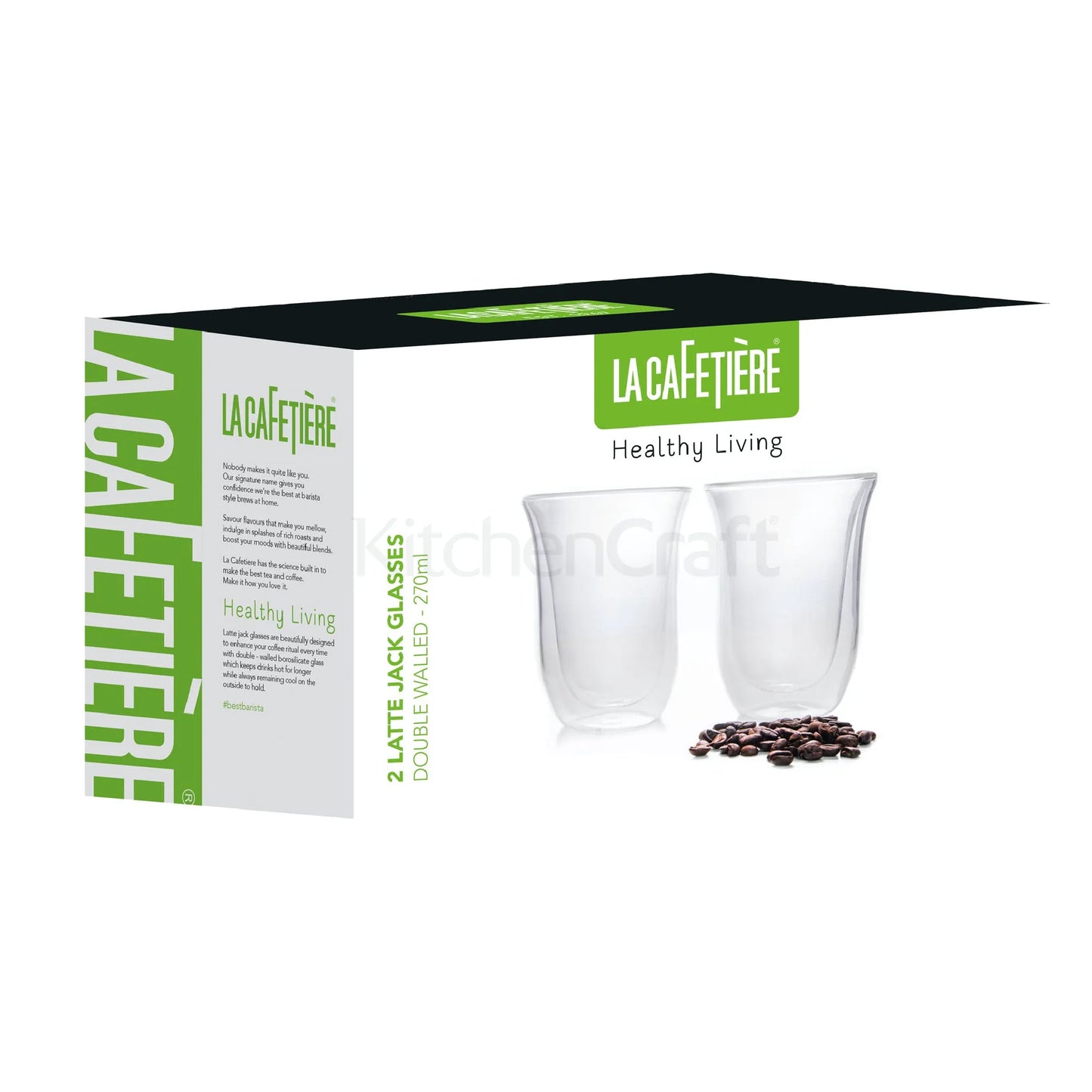 KitchenCraft Latte Cups Double Walled Glass - CA880000
