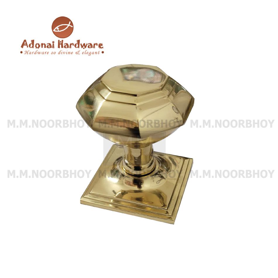 Adonai "Benaiah" Door Pull Knobs Brass with Rose Antique Brass & Polished Brass - AH-BENA-DKWR-067-BR