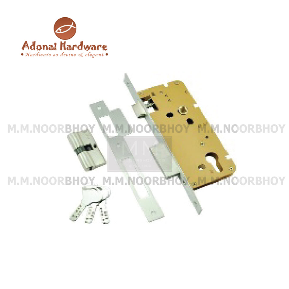 Adonai 85mm SS Mortise Lock with Euro Profile Or D/C Key Hole Mab Finish Each - AH-85-MRLB-005-MAB