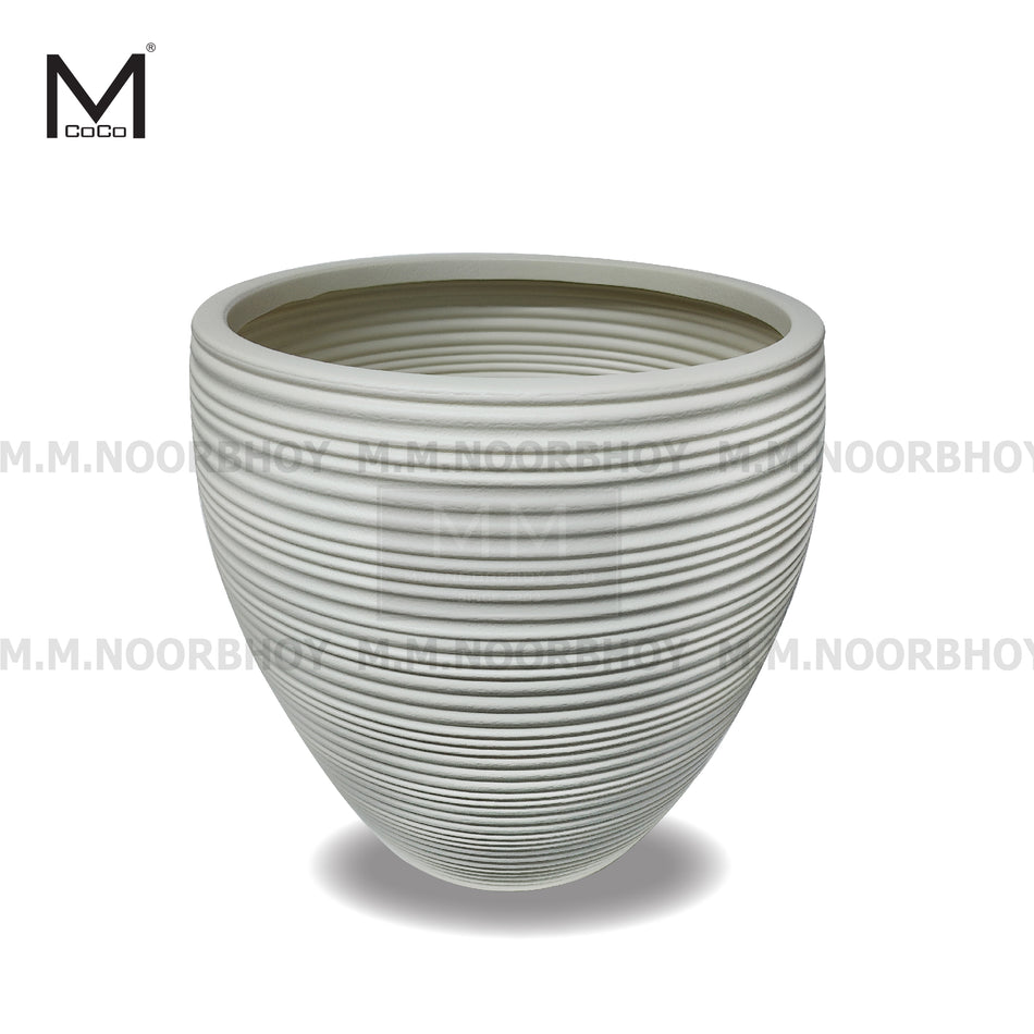 Mcoco Flower Pot for Indoor and Outdoor Rice White Color and Dark Grey - BP846