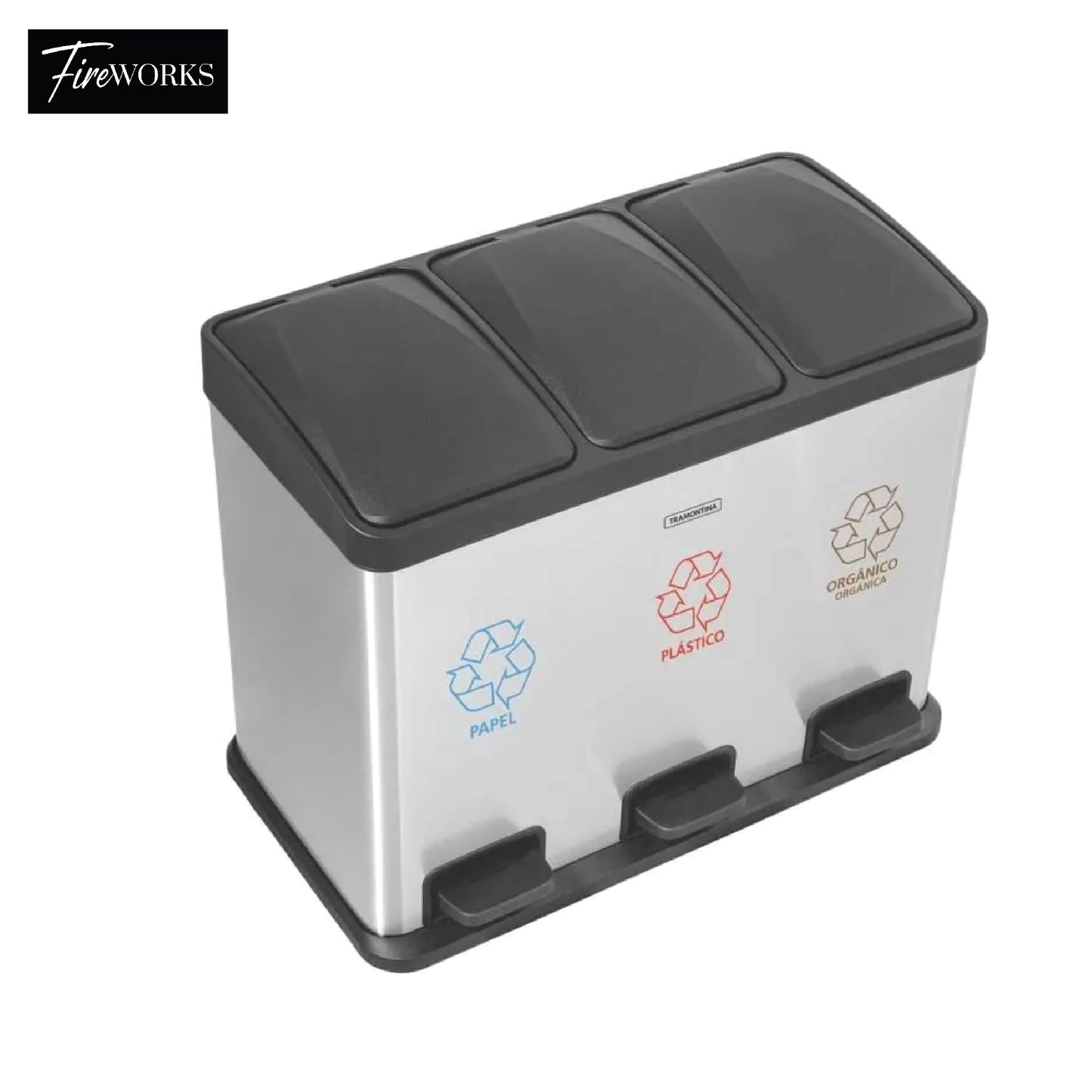 Tramontina Triple Rectangular Recycle Bin 45 Liters - 94538245