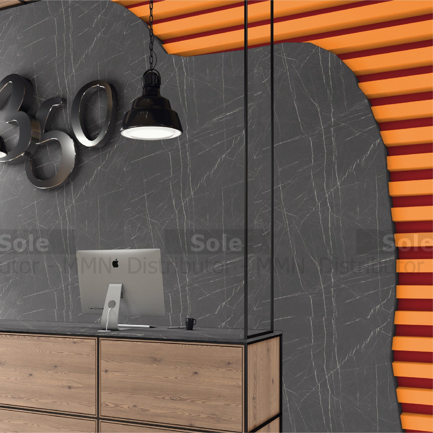 Egger Black Pietra Grigia, Matt Finish-Both sides Melamine Faced Chip Board Thickness 18 mm 2800X2070mm - F206
