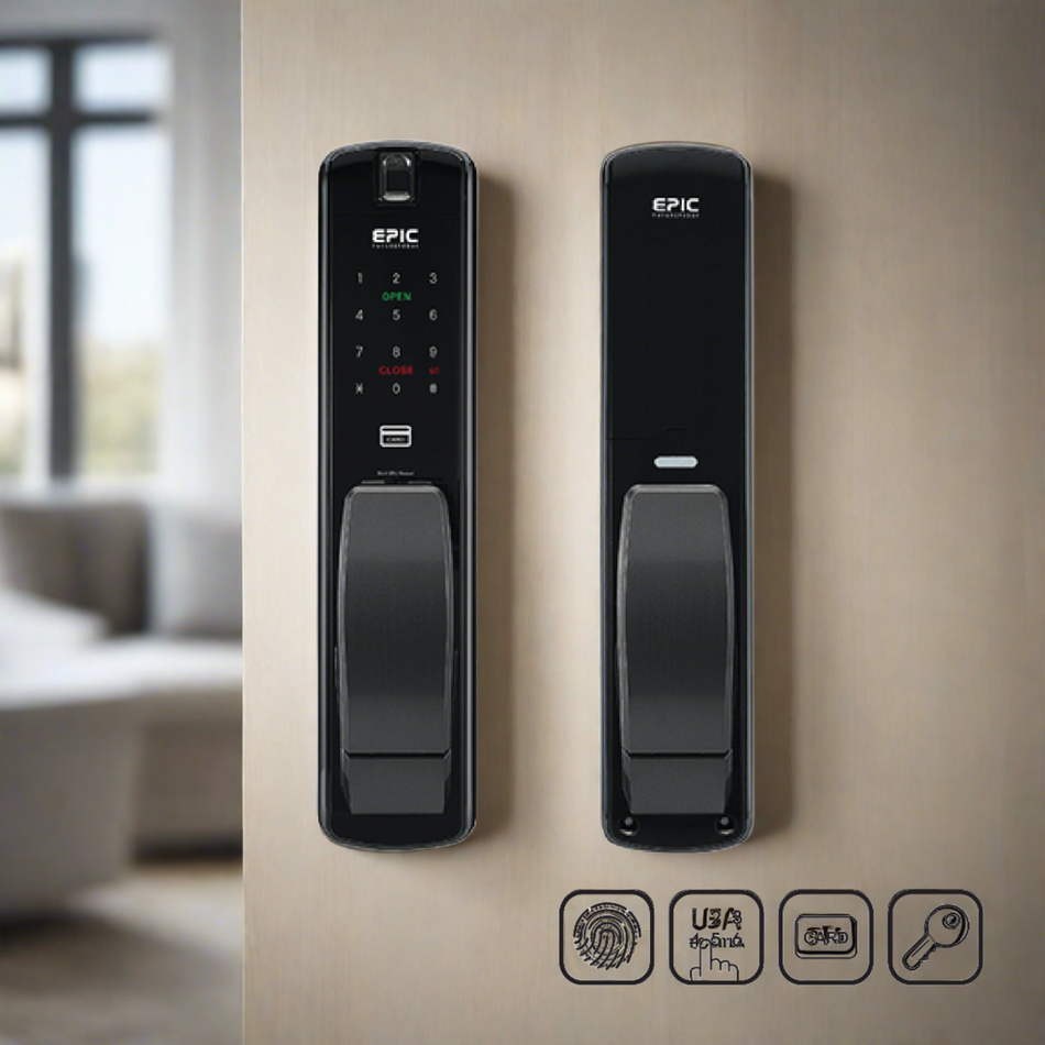 Epic Push & Pull Digital Door Lock Open With 4 Way Option Black Colour - EF-P8800K(B) BLACK