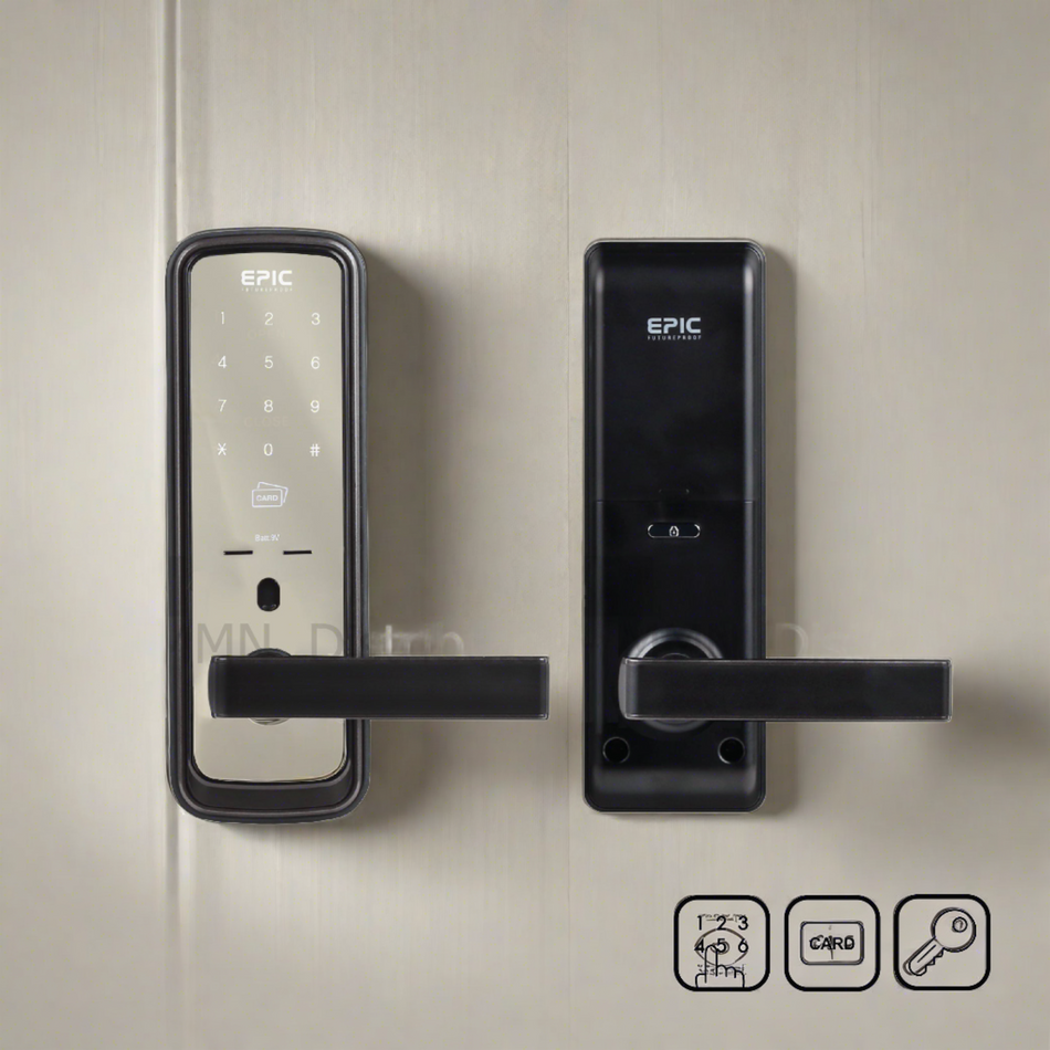 Epic Mini Digital Mortise Lock Open With 4 & 3 Way Options Gold & Mirror Finish - ES-7000K