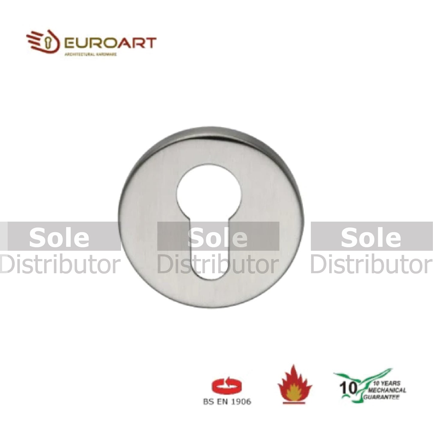 EuroArt Escutcheon රවුම්, ප්රමාණය 52mm, සැටින් මල නොබැඳෙන වානේ නිමාව - EES901SS