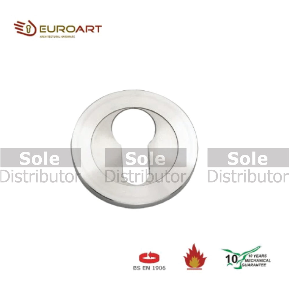 Euroart Euro Profile Threaded Escutcheon, Size 50mm & Thickness 6mm Sprung ,Satin Stainless Steel Finish- EES501SS