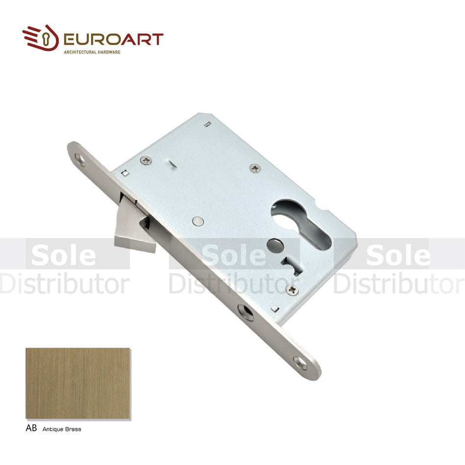 EuroArt Sliding Door Hook Lock Body , 50mm Backset , BL/PVD, SB/PVD , SSS, AB Finish - HL0050EP