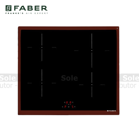 Faber induction cooktop with digital display on a white background
