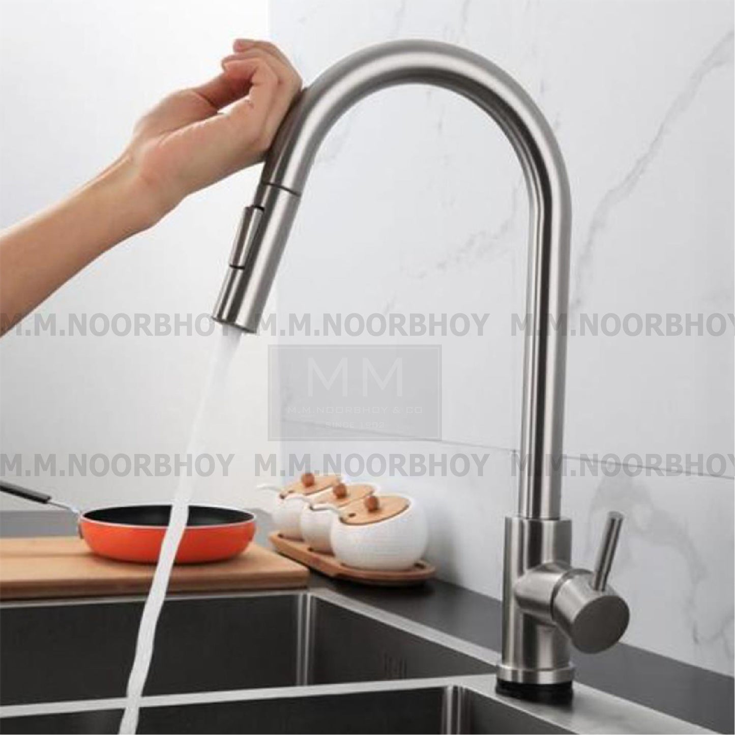 Frascio Kitchen Faucet Sensor Touch Pullout Sink Mixer Tap Matt Black & Brush Nickel Finish - FRA1059701