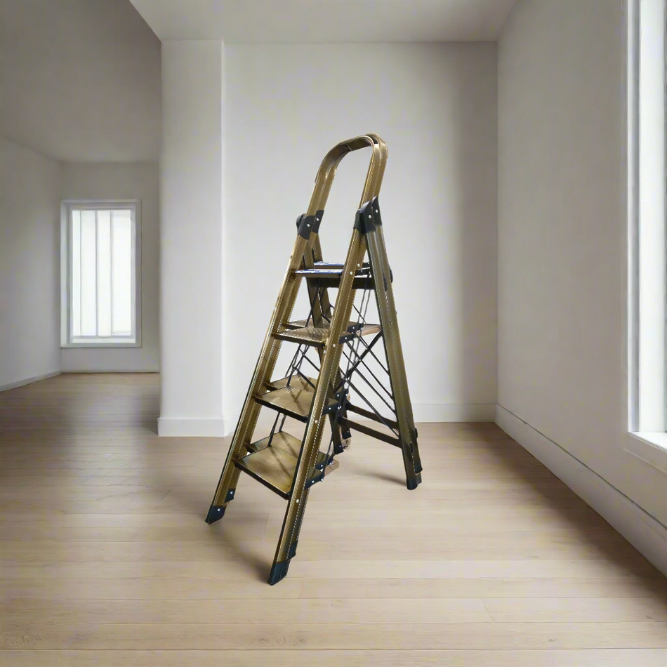 Mcoco Single Side Ladder 3 Steps, 4 Steps, 5 Steps & 6 Steps Aluminium Champagne Finish - GB.JR