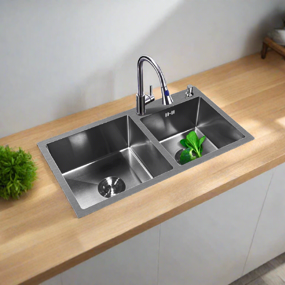Mcoco Kitchen Sink Double Bowl without Drain Board Stainless Steel 304 Grade - GCSINKD
