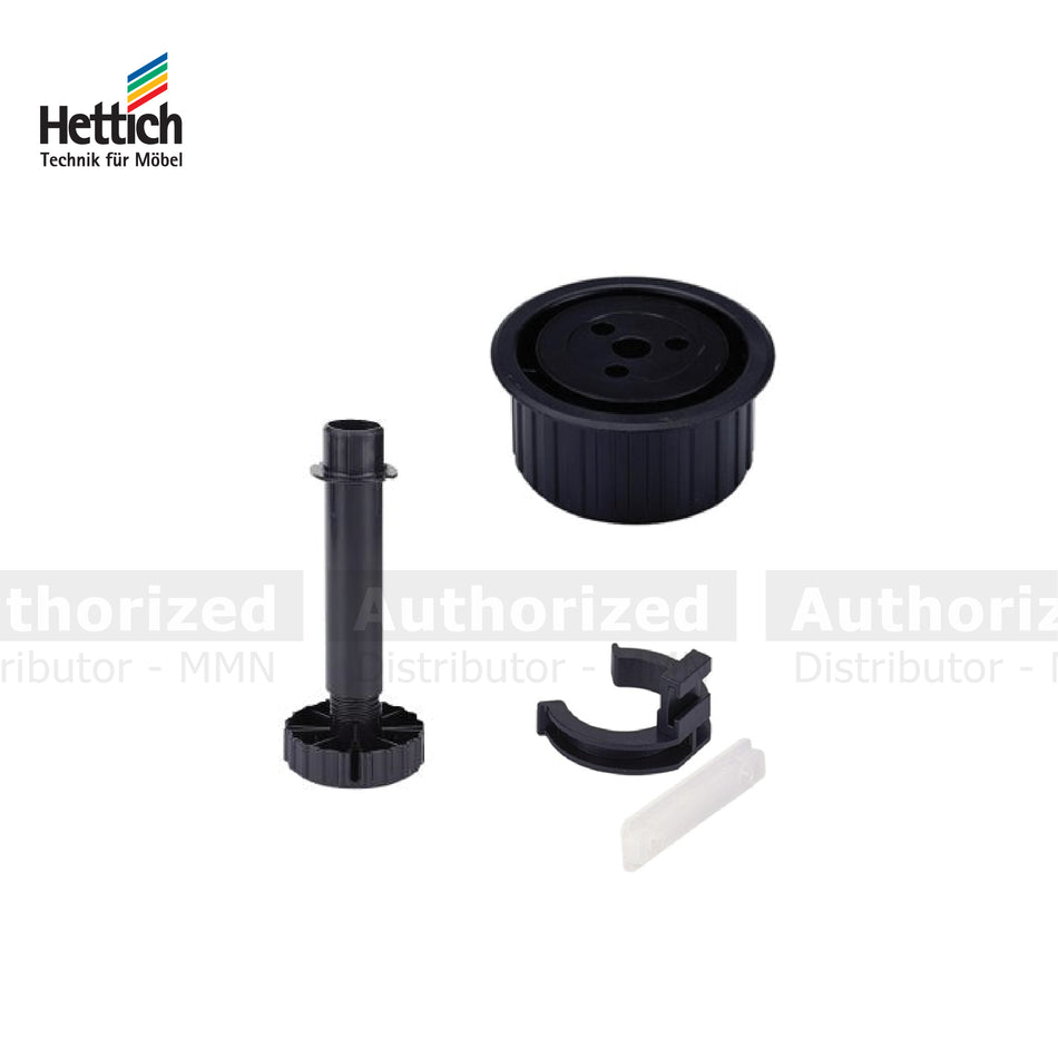 Hettich Plastic Pantry Leg, Adjustment Range 95-123mm, Black- HT71840