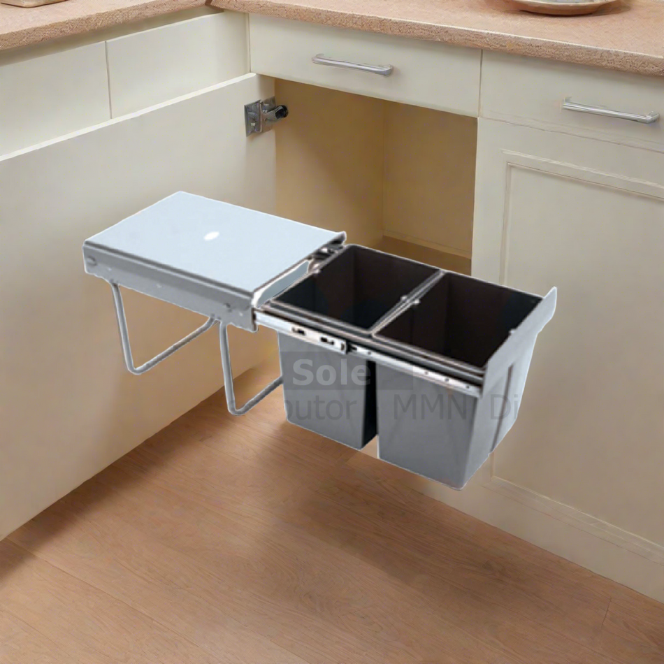 Mcoco Square Waste Bin Under Mount Plastic Grey Colour - JC602CMB