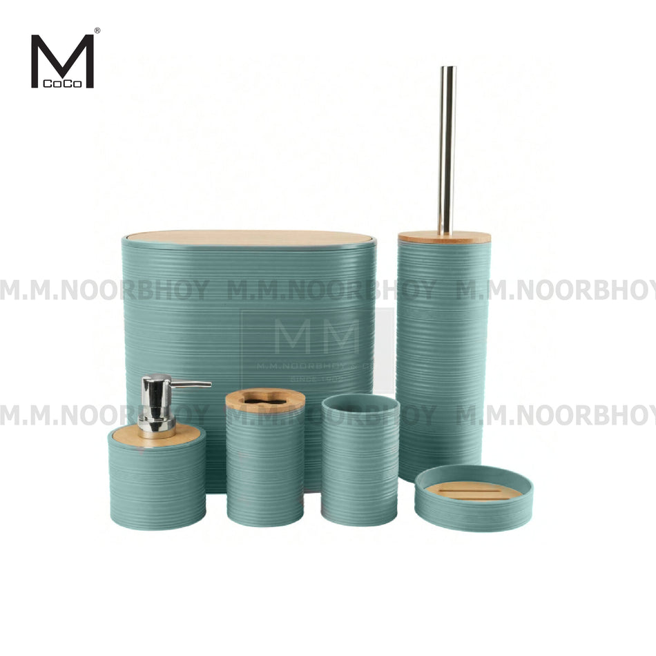 Mcoco Six Pieces Bathroom Accessories Set Light Blue, Grey and Beige Color - MCO/BA6
