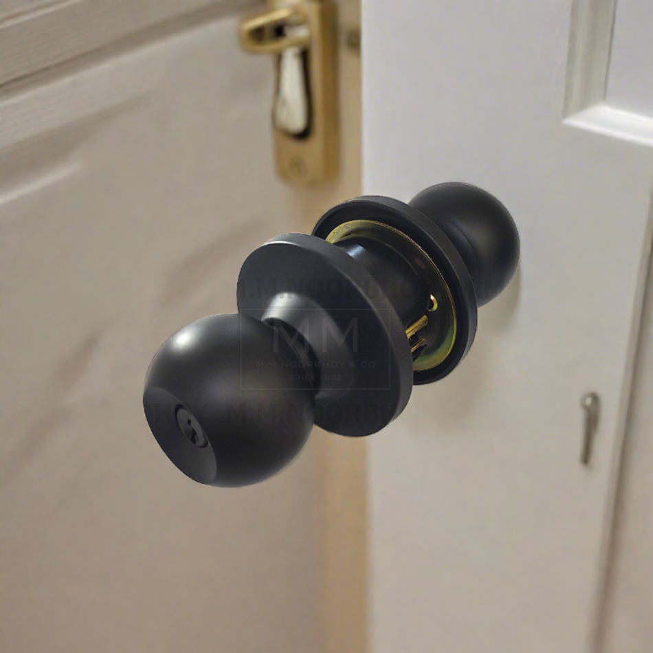 Mcoco Tubular Lock for Bedroom Door with key Black Finish SS304 - 587ET-SS304