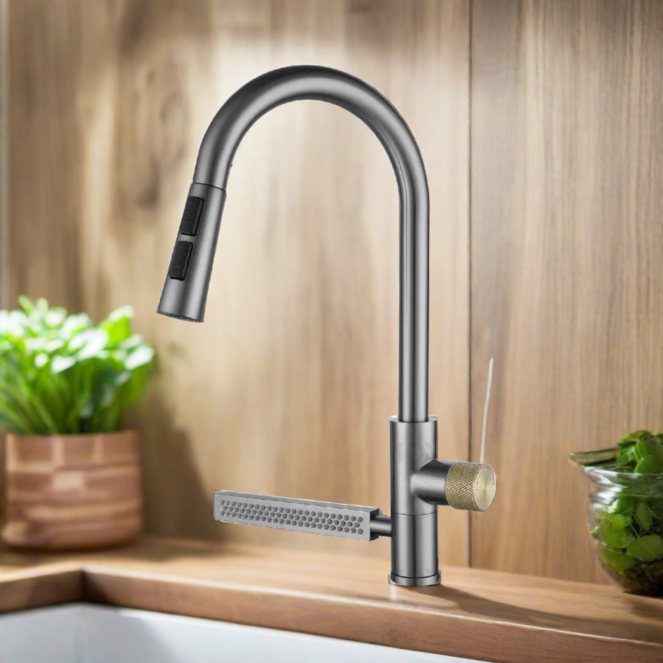 Mcoco SS304 Kitchen Pullout Raindance Mixer Faucet Brushed Nickel 44.7x31.5x21.5cm Each - FU-1091SS