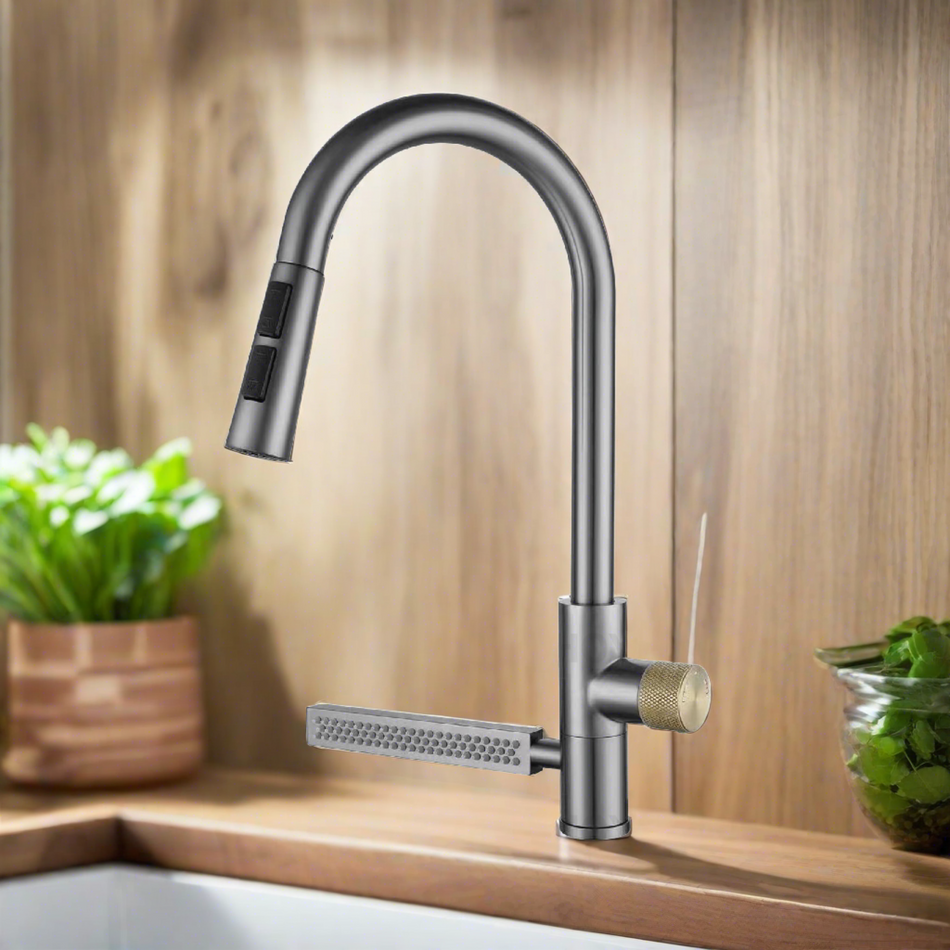 Mcoco SS304 Kitchen Pullout Raindance Mixer Faucet Brushed Nickel 44.7x31.5x21.5cm Each - Yt-1109MSS