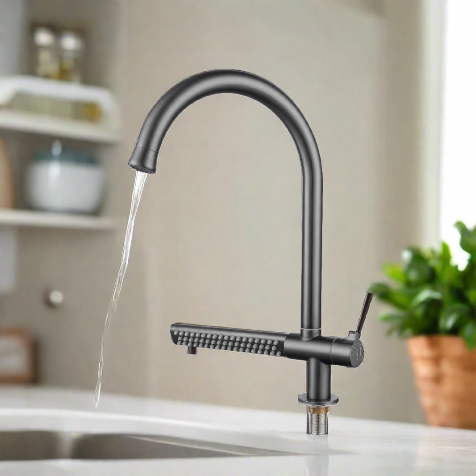 Mcoco SS304 Kitchen Pullout Raindance Cold Water Faucet Grey and matt black 33x27.7x19cm Each - 4109