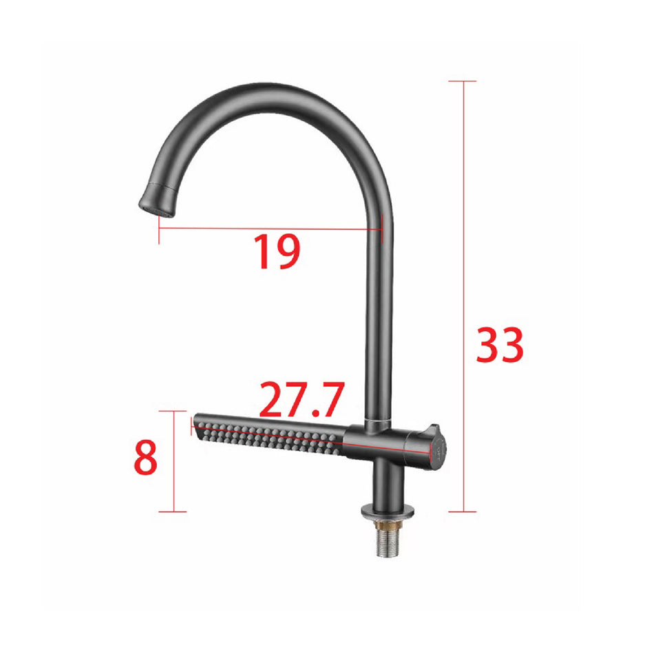 Mcoco Ss304 Kitchen Pullout Raindance Cold Water Faucet Grey and matt black 33x27.7x19cm Each - YT-4109