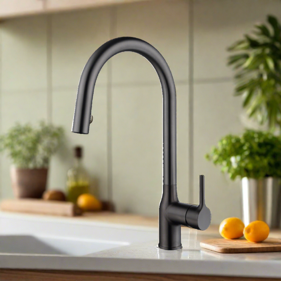 Mcoco Kitchen Pullout Mixer Faucet Grey and Matte Black 41.7x9.5x21.5cm Each - FU-1082
