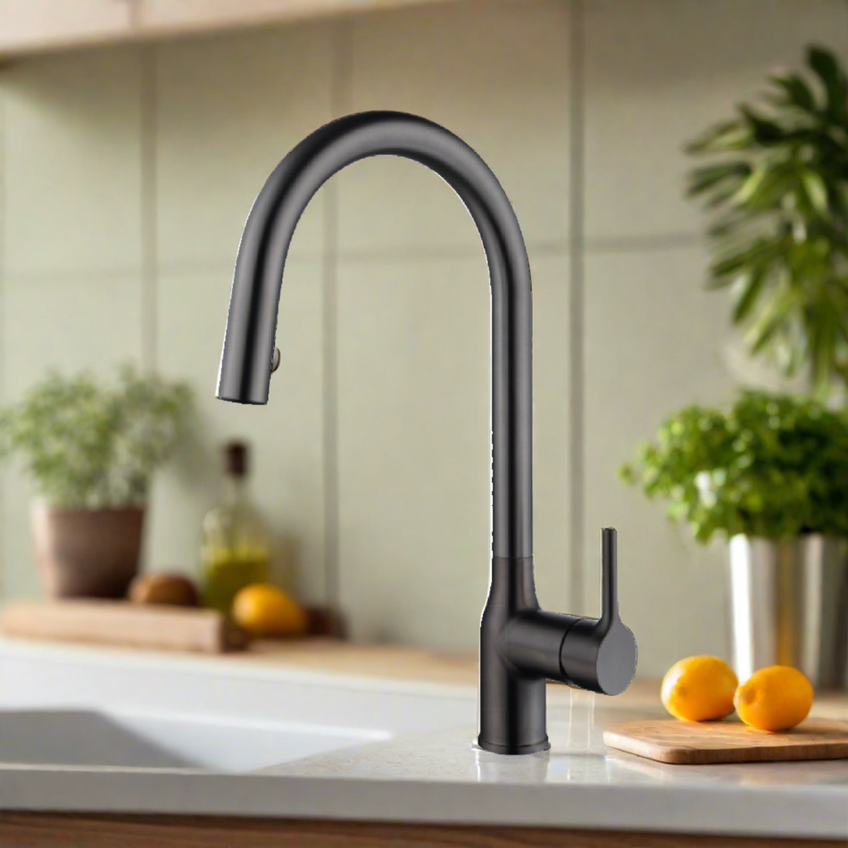 Mcoco Kitchen Pullout Mixer Faucet Grey and Matte Black 41.7x9.5x21.5cm Each - Yt-2108