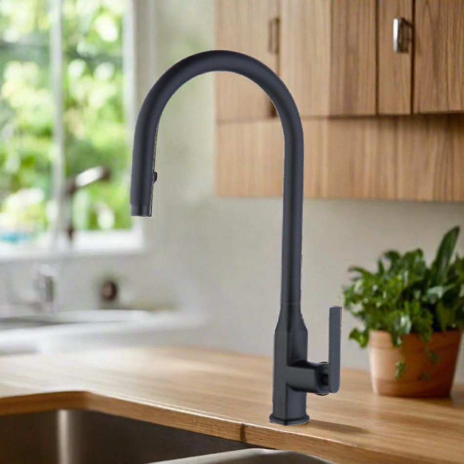 Mcoco Kitchen Pullout Mixer Faucet Gold and Matte Black 44.7x9.5x21.5cm Each - FU-1084GD