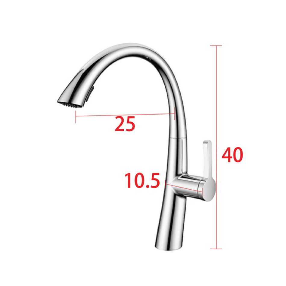 Mcoco Ss304 Kitchen Pullout Mixer Faucet - Brushed Nickel - 40x10.5x25cm Each - YT-3318MSS
