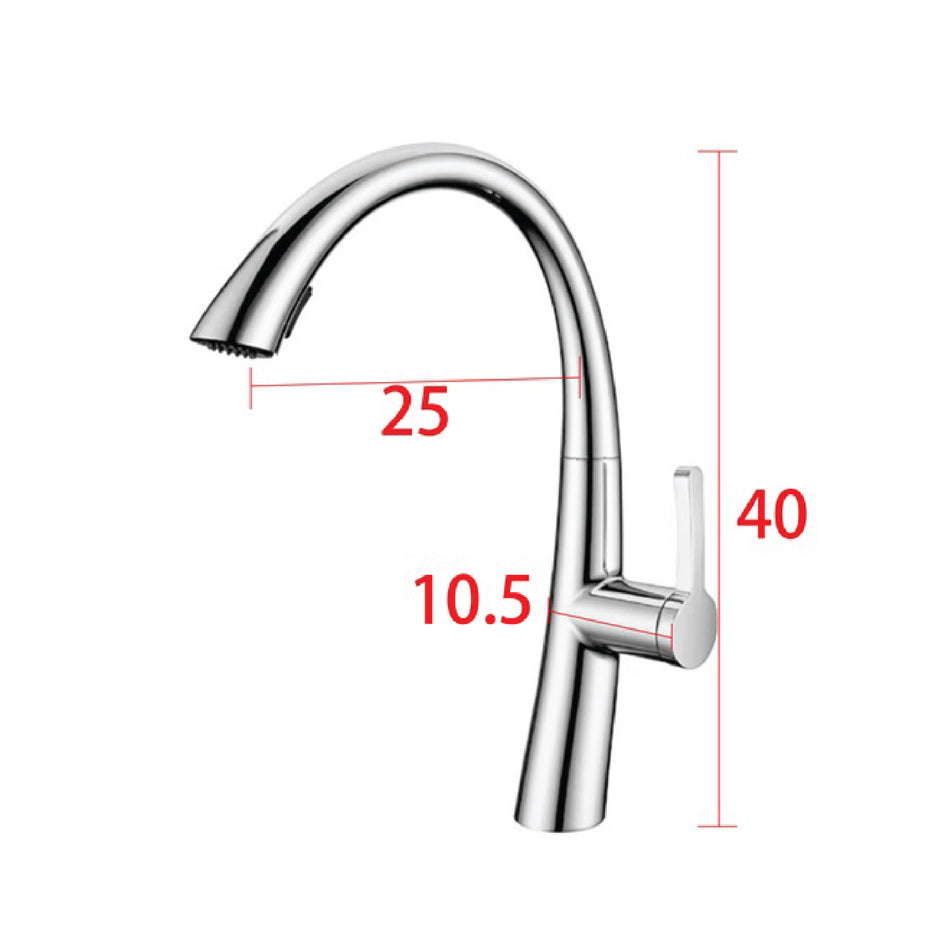 Mcoco SS304 Kitchen Pullout Mixer Faucet - Brushed Nickel - 40x10.5x25cm Each - FU-3183SS