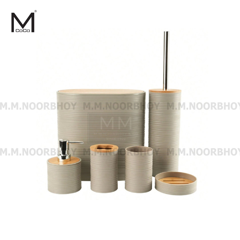 Mcoco Six Pieces Bathroom Accessories Set Light Blue, Grey and Beige Color - MCO/BA6
