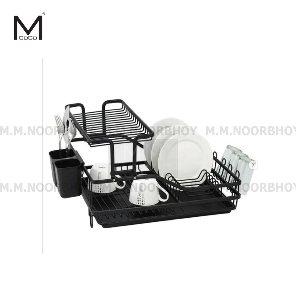 Mcoco Steel Black Color Dish Drying Rack with Utensil Holder Each - YI-1008B