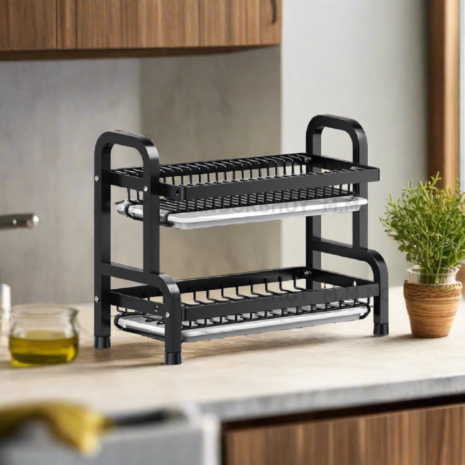 Mcoco SS 201 Kitchen Dish Rack, Black Color 2 Layers 50cm & 60 cm - YI-1902