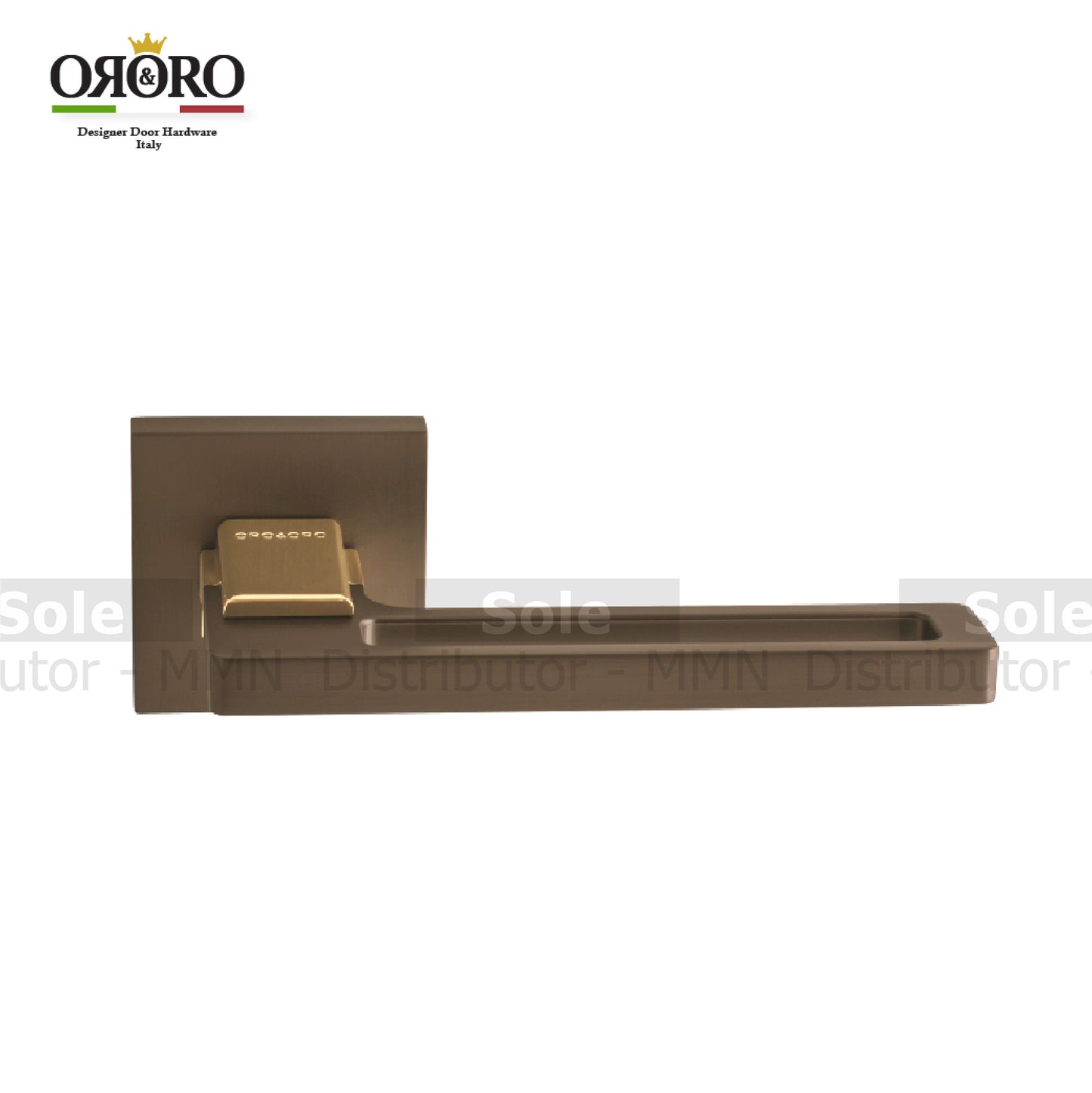 Oro & Oro Main Door Lever Handles On Square Rose With 2 Key Holes , Matt Antique Brass Finish - ORO06915EMAB