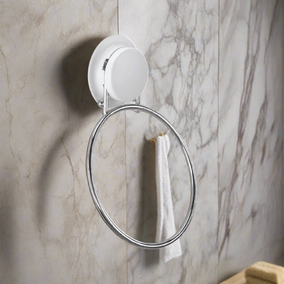 Mcoco DIY Bathroom Towel Ring with Suction Cup 15 x 5 x 20 cm Stainless Steel Towel Ring Electro Polishing Finish - MC260006