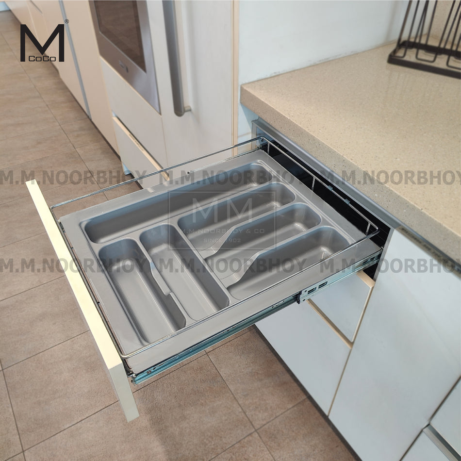 Mcoco Kitchen Cutlery Tray , Size 390x485x60mm & 540x485x60mm ,  PVC Plastic Matt Gray - CK