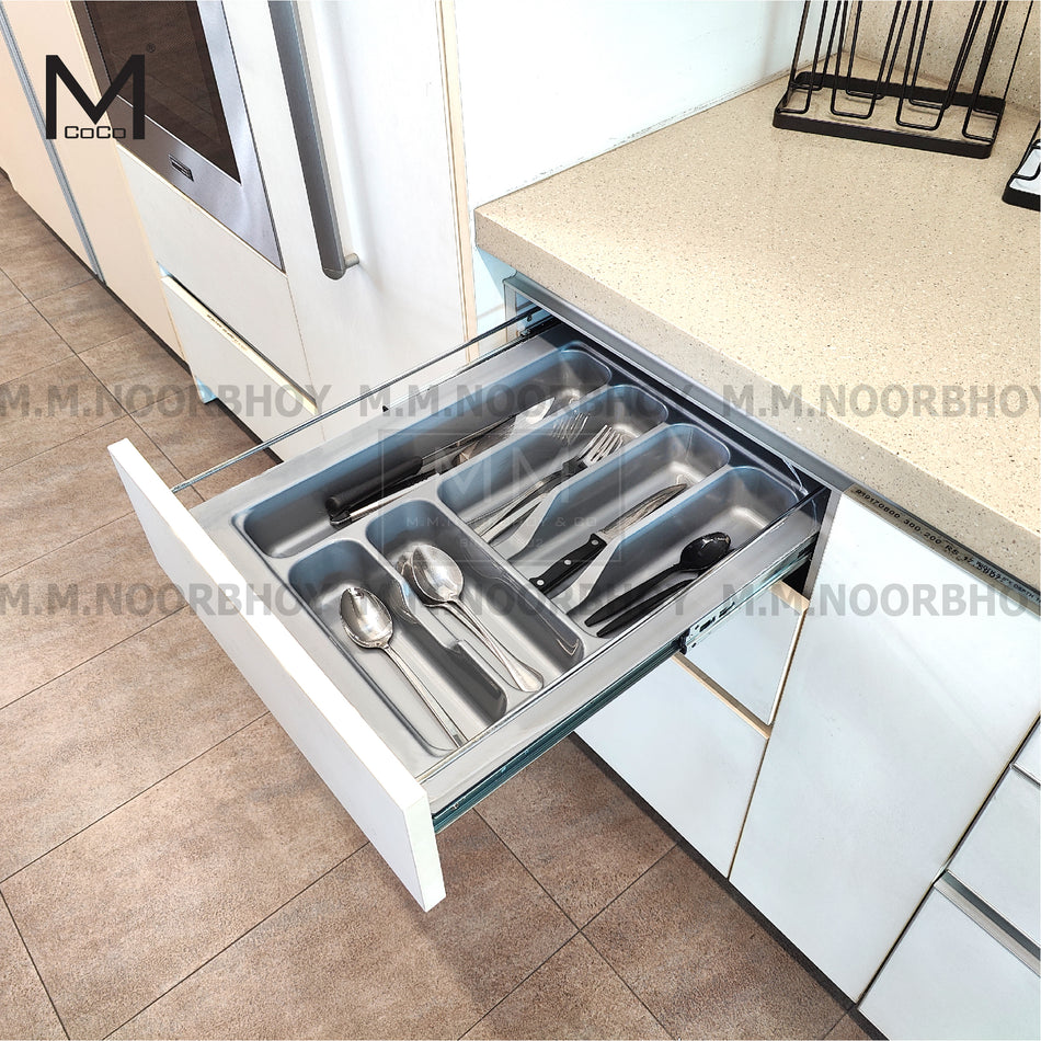 Mcoco Kitchen Cutlery Tray , Size 390x485x60mm & 540x485x60mm ,  PVC Plastic Matt Gray - CK
