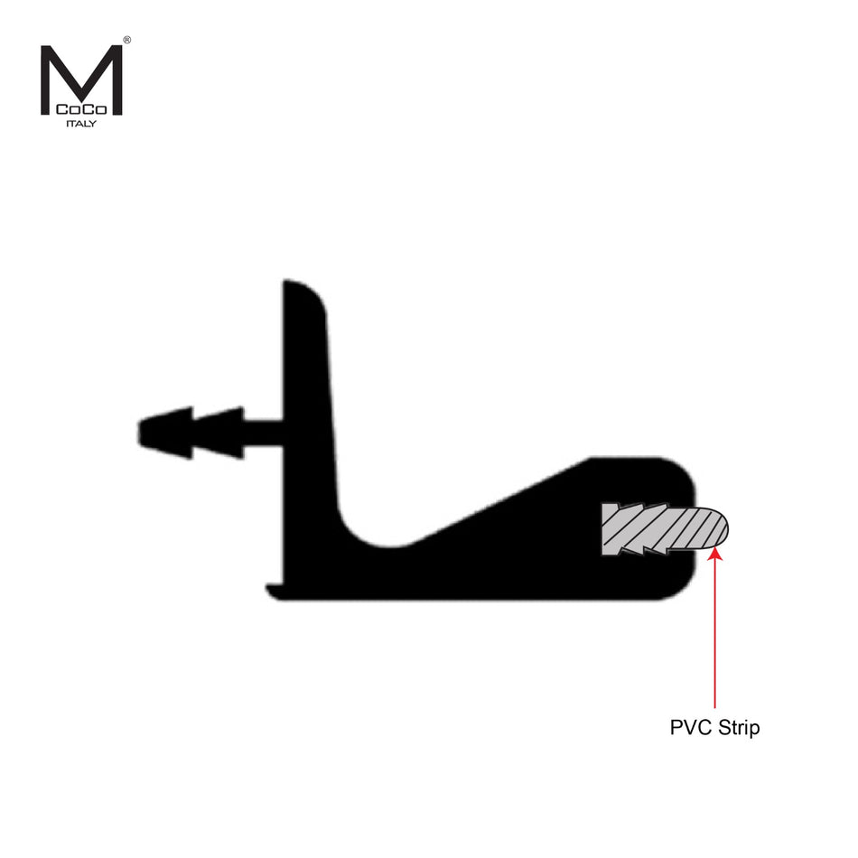 Mcoco Edge Profile With PVC Strip, Size 3 Meter 2.8mm Thickness Aluminium Anodized Silver Finish - 253GNN-EA232-AS39 with PVC Strip
