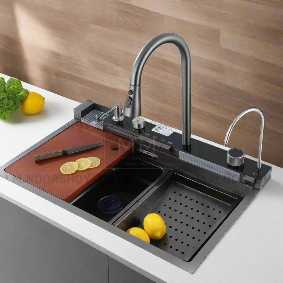 Mcoco Kitchen Sink & Faucet Black Color  Stainless Steel 201 Set - MCO/SINK/BLK/COV5