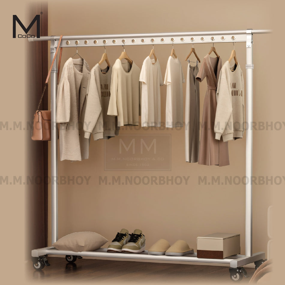 Mcoco Rolling Cloth Racks with Wheels Aluminium Alloy Material Grey Color - MCO/CLR/GRY/255105