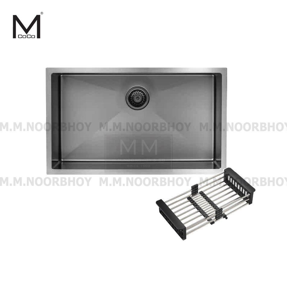 Mcoco Kitchen Sink Single Bowl with Telescopic Basket + Drainer 3 Single Basins Under The Table - MCO6843SINK/BLK