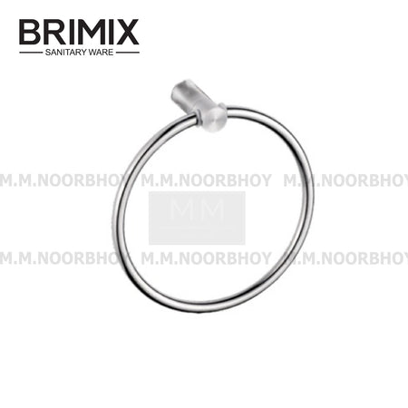 Silver towel ring with Brimix branding on a white background