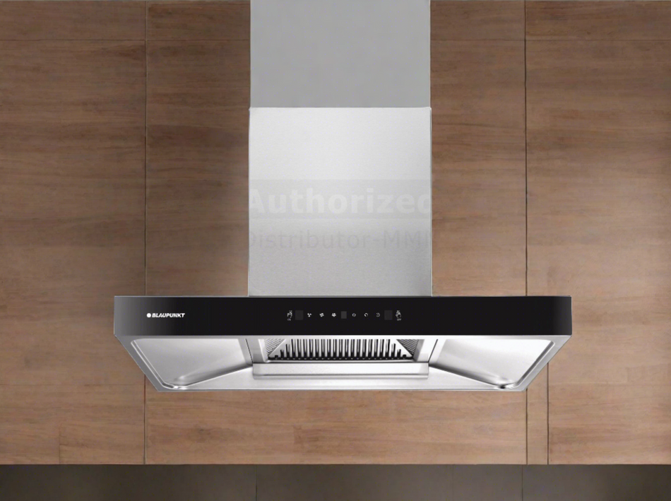 Blaupunkt Cooker Hood, Dimension 63.5x89.5x51.5cm, 90cm, Stainless Steel / Black Tempered Front-Glass - BLAU5IS69751