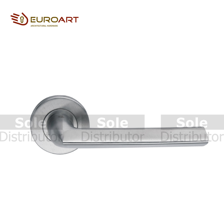 EuroArt Investment Cast Solid SS & Escutheons and  Satin Brass Pvd Design Shaped Lever Handle Pair – LRS219