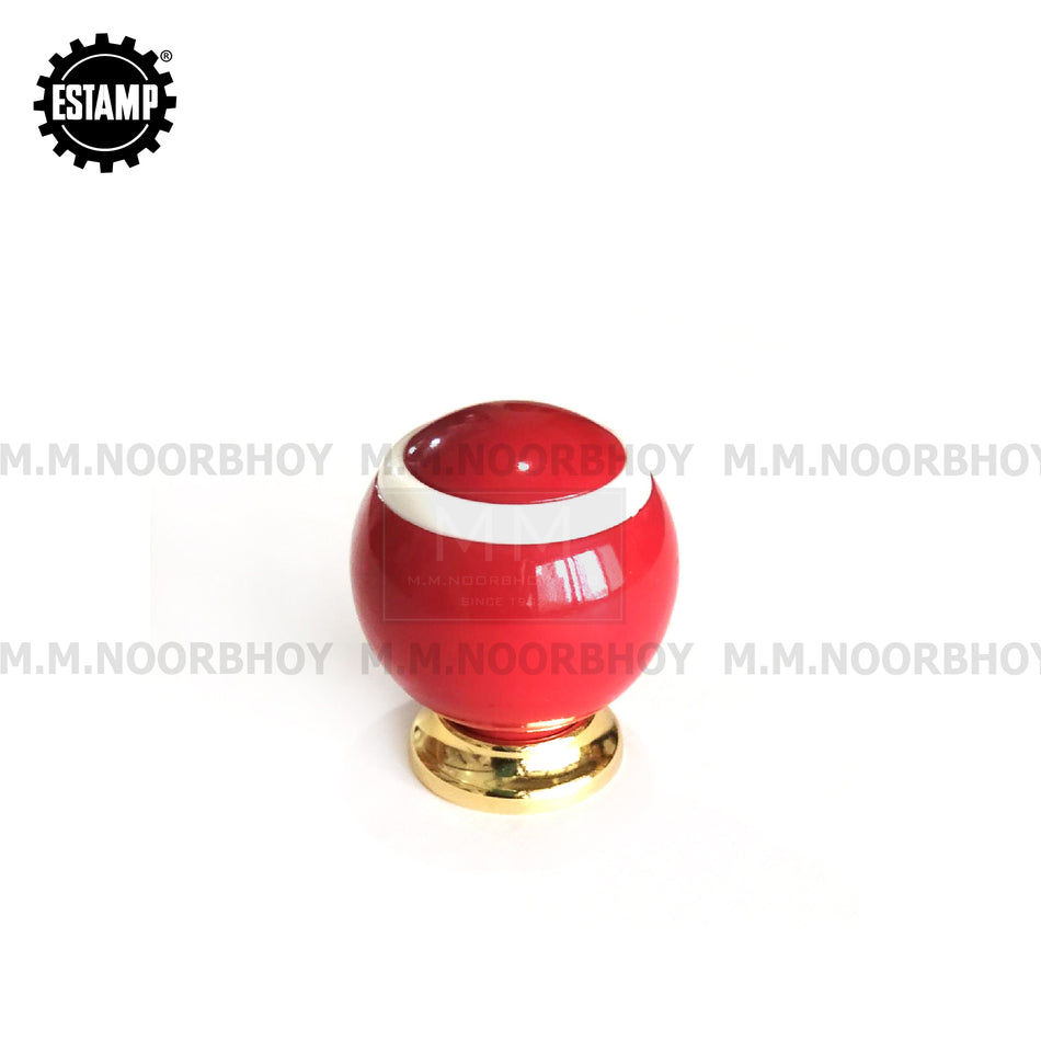 Estamp Red & White Circle with Gold Ring Base Knob Each - 5111.160
