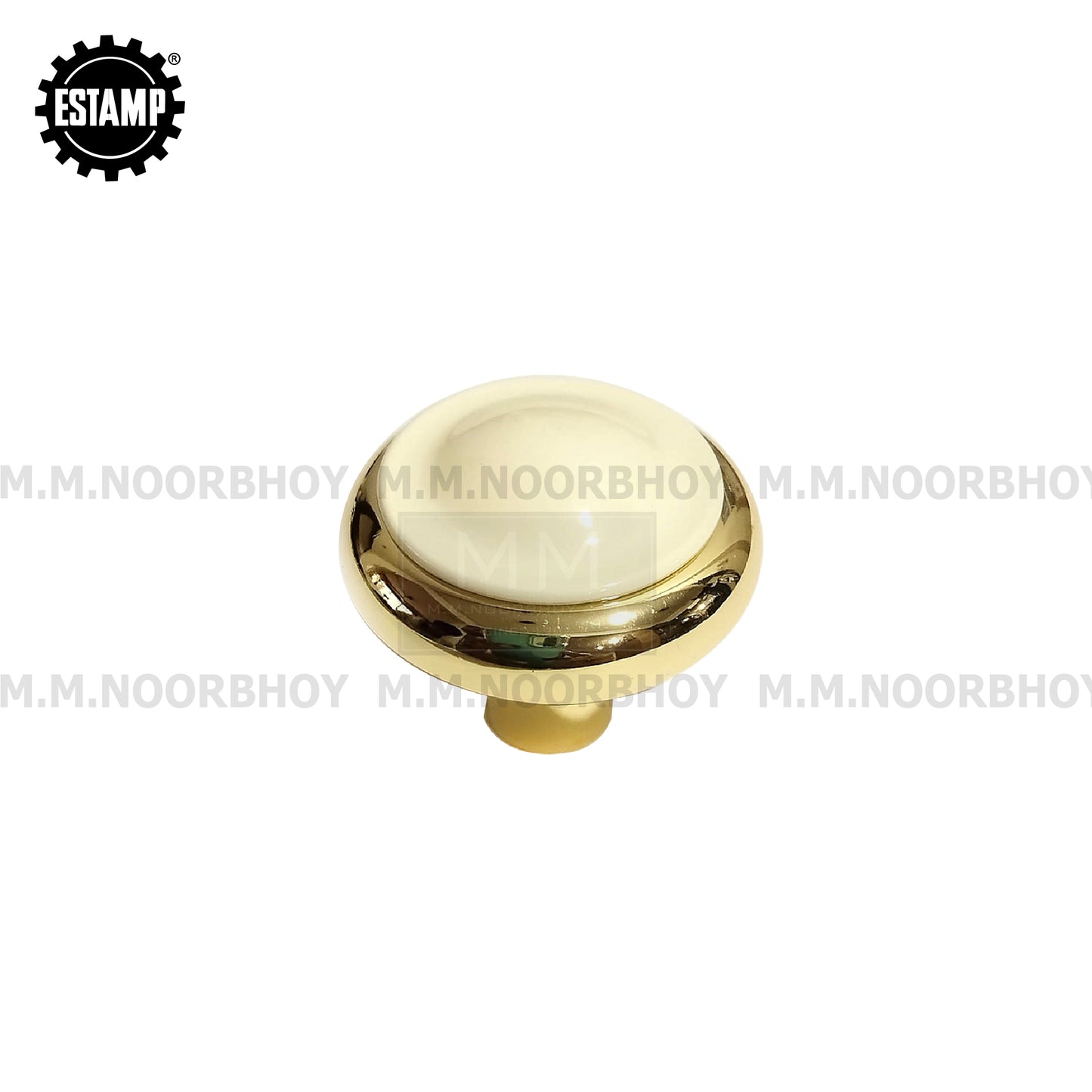 Estamp Creamy White & Gold Knob Each - 8622